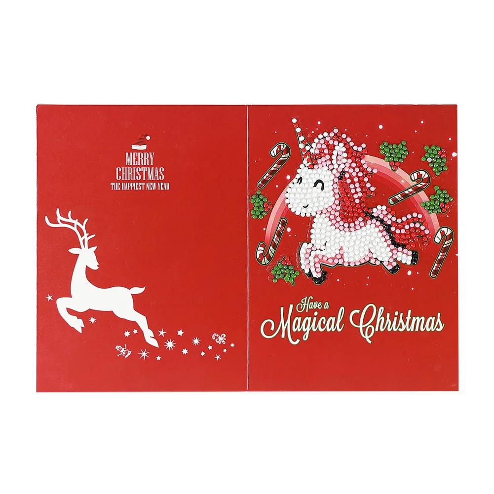 

Holiday Greeting Card Embroidery Handmade 5D Diamond Painting DIY Christmas Cartoon Gift Decoration