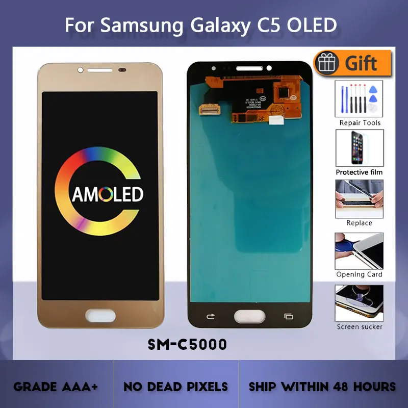 Купи Оригинальный ЖК-дисплей 5, 2 дюйма для Samsung Galaxy C5 C5000 SM-C5000, сменный ЖК-экран для Samsung Galaxy C5, ЖК-экран за 2,588 рублей в магазине AliExpress
