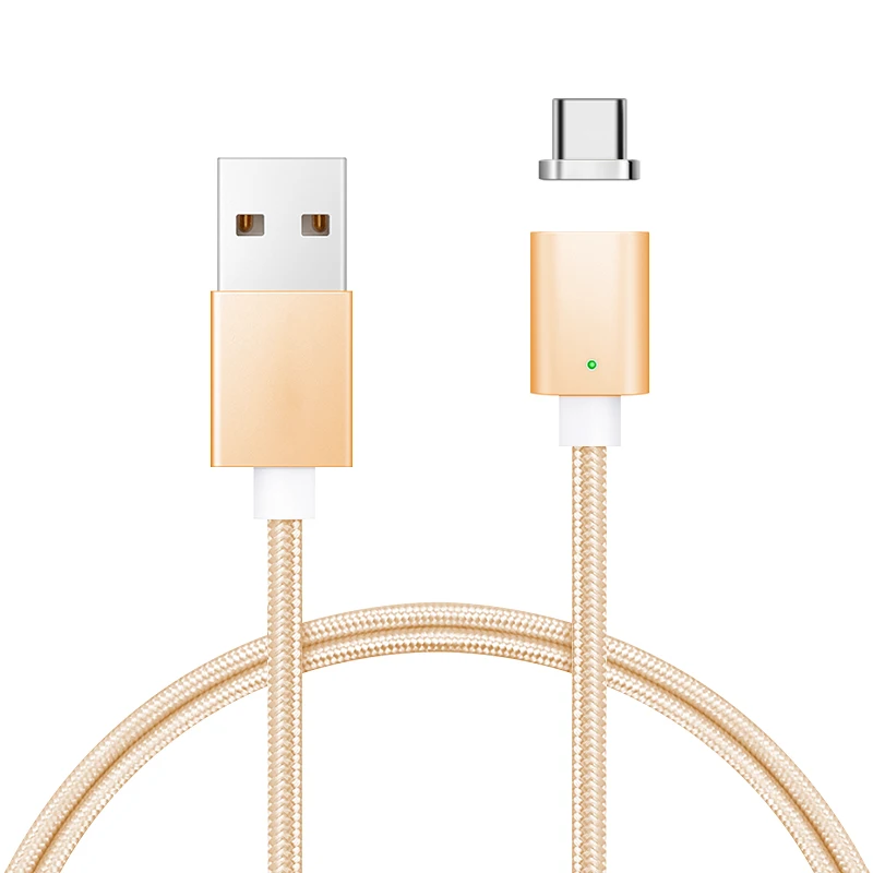 Gold Светодиодный магнитный кабель Micro usb type C супер быстрая зарядка телефона Microusb type-C магнитное зарядное устройство usb c для iphone huawei xiaomi - Цвет: Gold