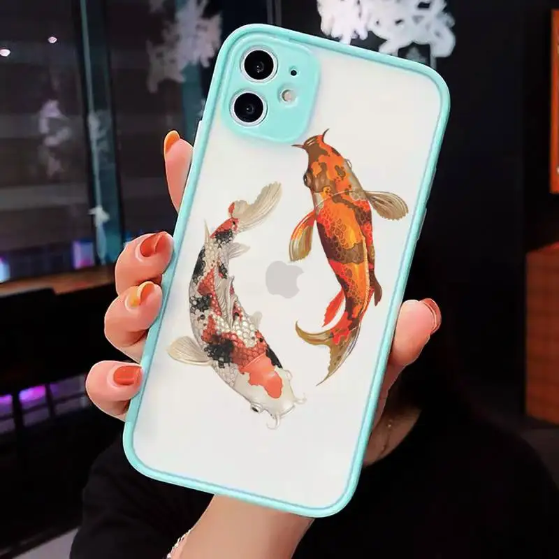 

Koi lucky fish art pattern Phone Cases matte transparent For iphone 7 8 11 12 plus mini x xs xr pro max cover