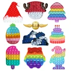 Рождественская Радужная игрушка-антистресс с пузырьками, антистрессовая игрушка для детей и взрослых, Настольная сенсорная игрушка для аутизма, СДВГ, депрессии