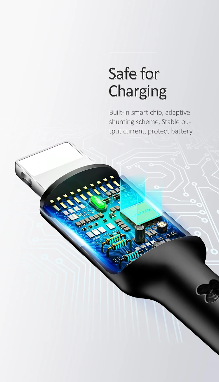 USAMS 4 в 1 мульти usb Кабель зарядного устройства для iPhone xs samsung huawei xiaomi линия зарядки для lightning micro usb type c кабель led