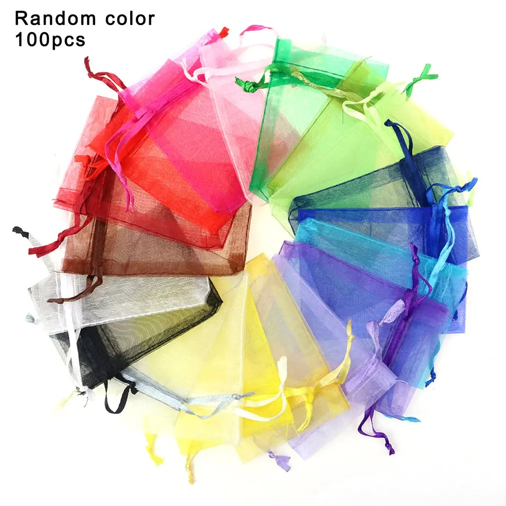 

Organza Bags Jewellery Bags Solid Color Gift Wedding Candy Yarn Bag Multi-Size Organza Jewelry Packaging Yarn Bag