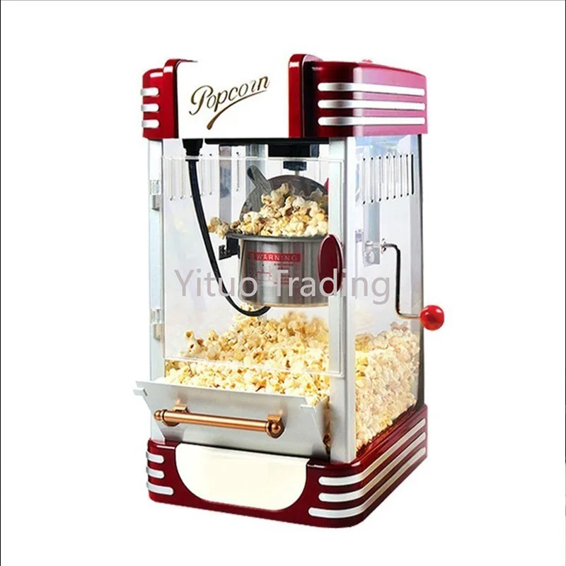 

Commercial Automatic Small Popcorn Machine 330W High Power and High Burst Rate Stainless Steel Non-stick Pan Popcorn Machine