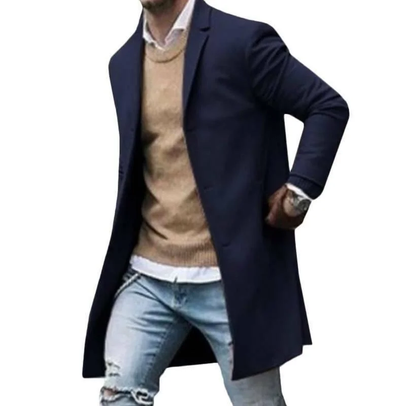 

Men Business Coat Spring Autumn Men Trench Coats Superior Quality Buttons Male Fashion Outerwear Jackets Windbreaker Plus Size