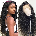 YYong 180% толстые 30 дюймовые прозрачные натуральные волосы линия 13X4 13x 6 кружевные передние человеческие волосы парики Remy свободная глубокая волна парик 4x4