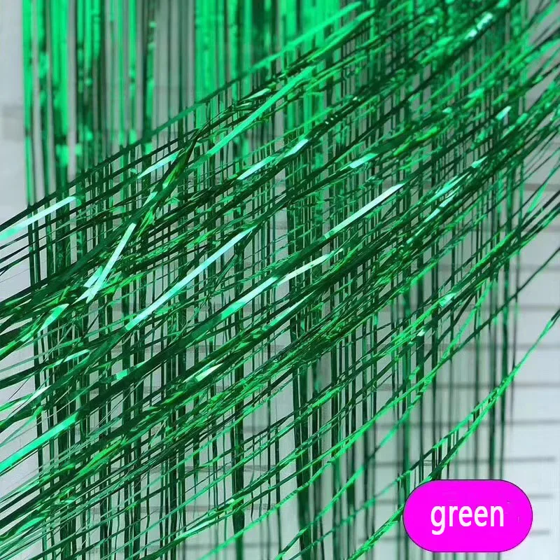 green 2/3M, золотые, серебряные, металлические блестки из фольги, бахрома, занавес, украшение на день рождения, вечеринку, свадьбу, фотография, фон, Рождественское украшение - Цвет: green