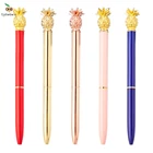 1 шт., красивая металлическая шариковая ручка Lytwtw в виде ананаса, интересные Шариковая ручка для школы Канцтовары, школьные канцелярские принадлежности