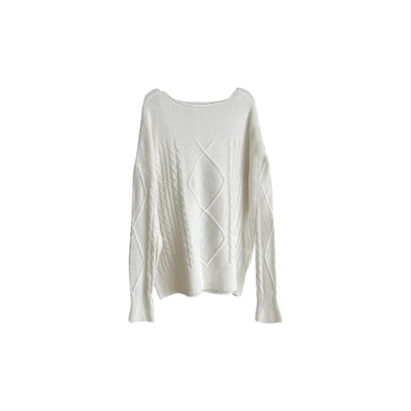 

HXJJP Autumn Winter 2021 Fashion Mohair Long Sleeve Sweater Top Women's Korean Diamond Sweater 21-85