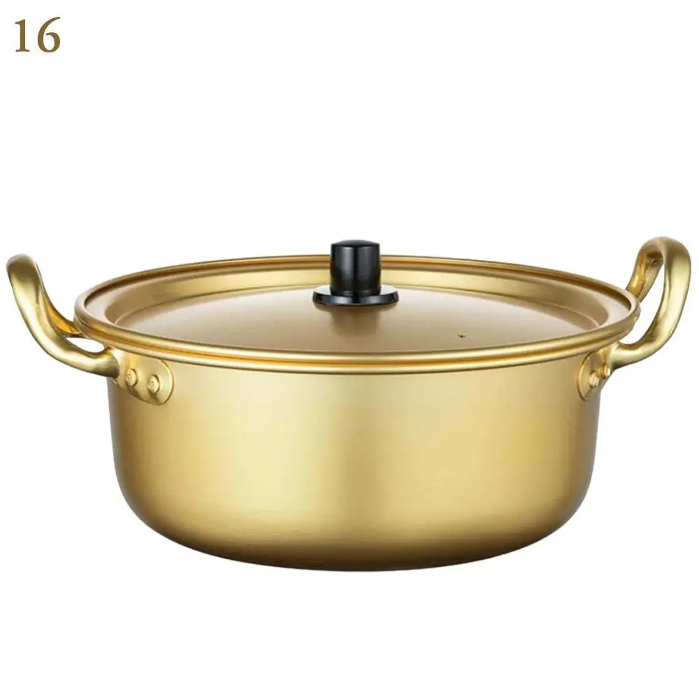 Gold 16 cm Корейский стиль Ramen горшок для лапши алюминиевый суповый горшок с окисленным покрытием лапша майка яйцо суп приготовление пищи кастрюли кухонная посуда - Цвет: Gold 16 cm