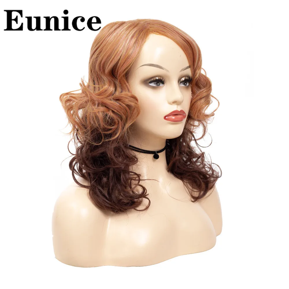 Короткие Смешанные кудрявые синтетические волосы парики для женщин коричневые