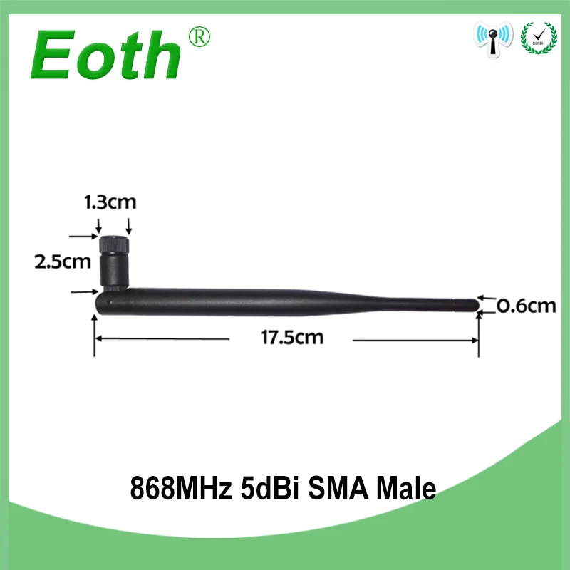 EOTH 10pcs 868mhz antenna 5dbi sma male 915mhz lora antene FEMALE elbow module lorawan RP-SMA antena RG178 IPEX 1 5CM CABLE