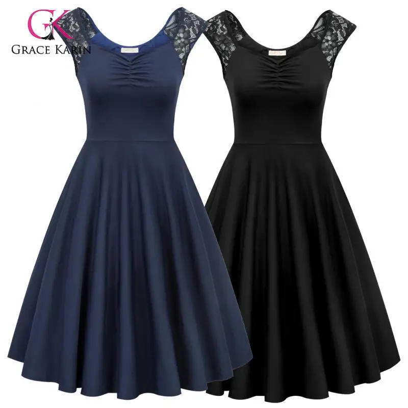 Женское платье без рукавов Grace Karin элегантное кружевное лоскутное расширяющееся