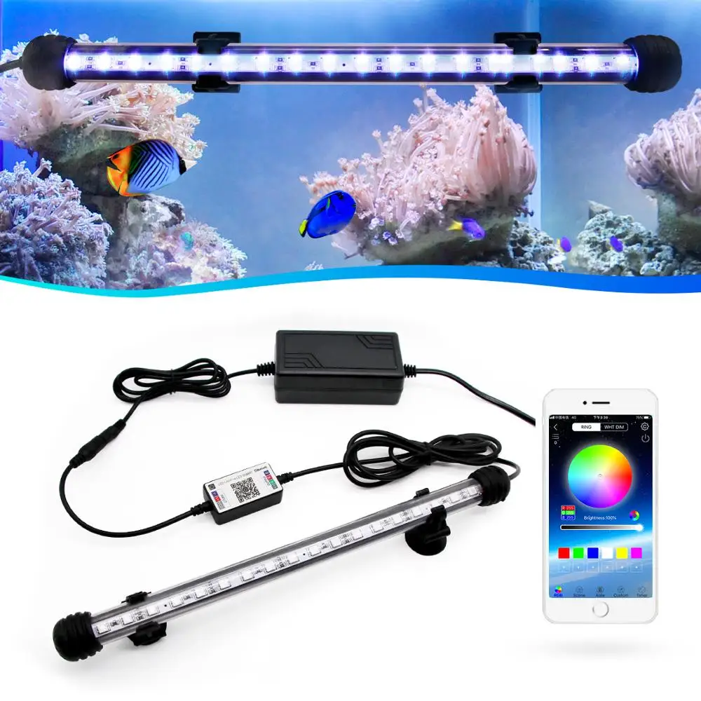 Светодиодное освещение для аквариума Zhongji водонепроницаемая RGB лампа с