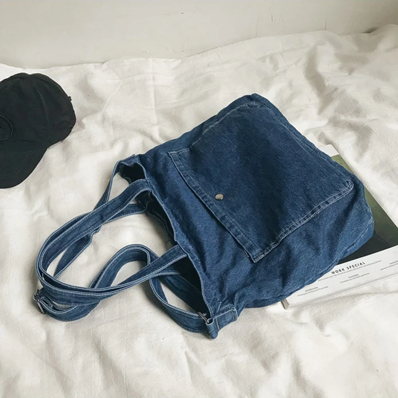 

Washed Denim Messenger Bag Female Student Shoulder Bag Hand Sail Bag