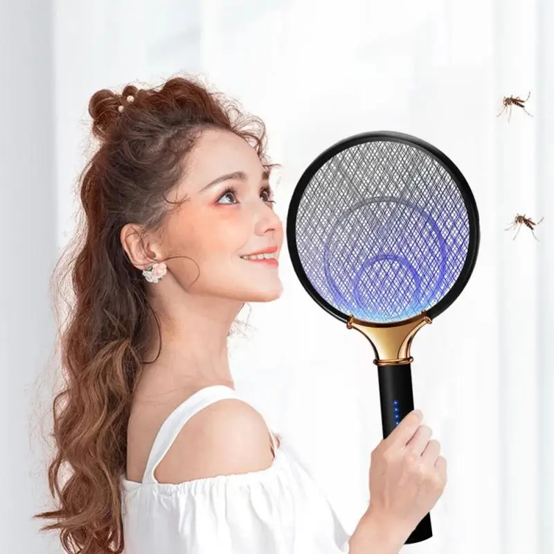 3000V Electric Flies Swatter Killer with UV Light USB Rechargeable LED Lamp Summer Mosquito Trap Racket Anti Insect Bug Zapper | Дом и сад