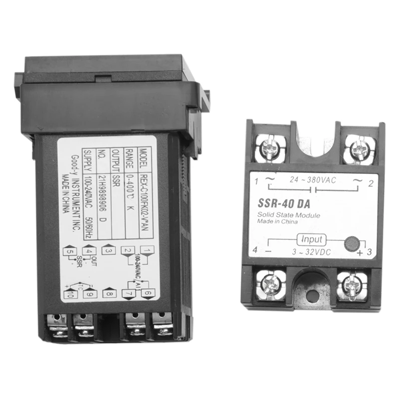 Новейший 3-х цифровой ПИД-регулятор температуры 220 В REX-C100 + SSR макс. 40 А Термопара K