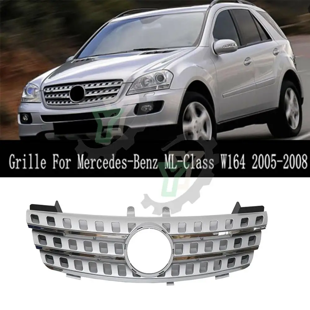 

Car Front Bumper Grille Upper racing Grill For Mercedes-Benz ML-Class W164 ML320 ML350 ML550 2005 2006 2007 2008（With Emblem)