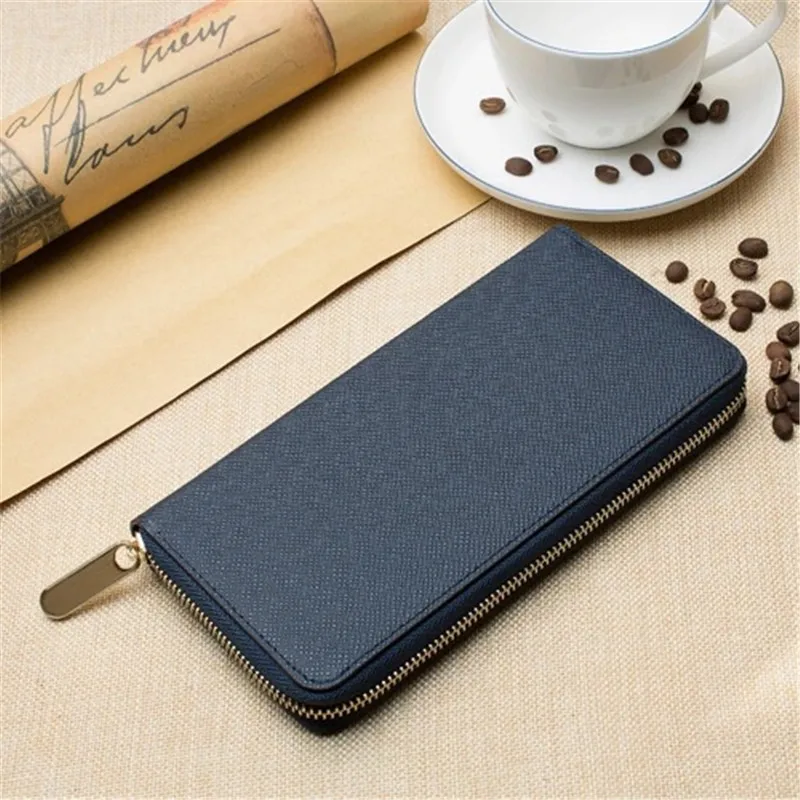 Модный мужской кошелек из зернистой кожи на молнии хорошее качество тонкая сумка