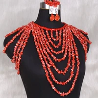 dudo edo african bridal jewelry set scarf size us 8 nature coral beads handmade jewellery set for nigerian weddings women set