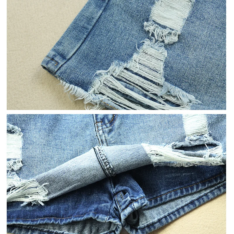 Женские джинсовые шорты с карманами повседневные Узкие рваные из денима со