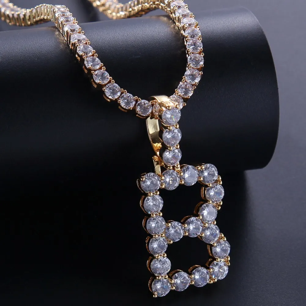 TBTK 26 первоначальных букв медь Iced Out буквы с кристаллами с цепочкой ожерелье Золото унисекс талисманы Роскошные ювелирные изделия подарок
