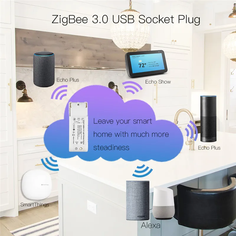 Смарт ZigBee 3 0 светильник Диммер контроллер для Echo Plus Wink Smartthings Hub система