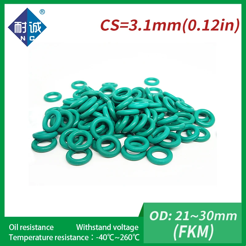 Резиновое кольцо 2 шт./лот зеленые уплотнительные кольца FKM Толщина 3 1 мм