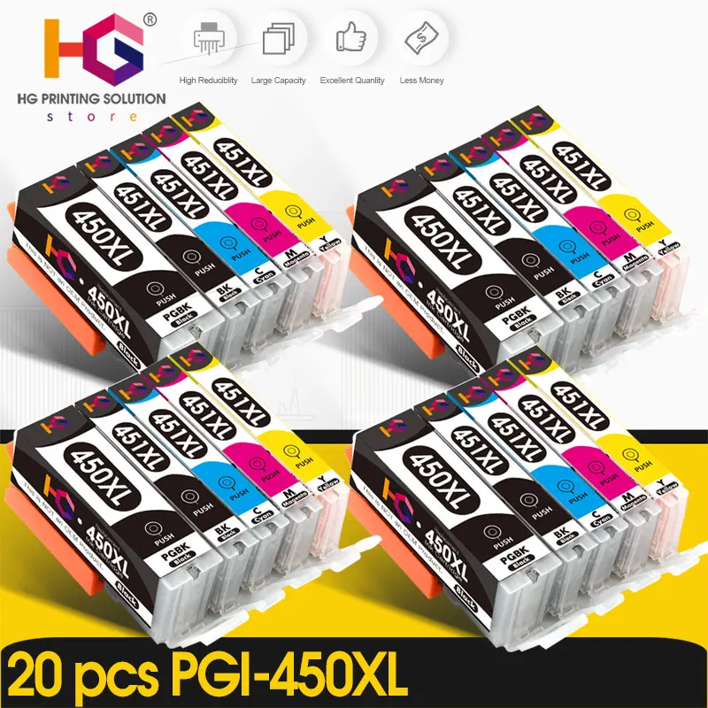 

20PCS Compatible PGI 450 CLI 451 Ink cartridge For Canon PIXMA IP7240 MG5440 MG6340 MX924 MG7140 MG6440 MG5540 Printers