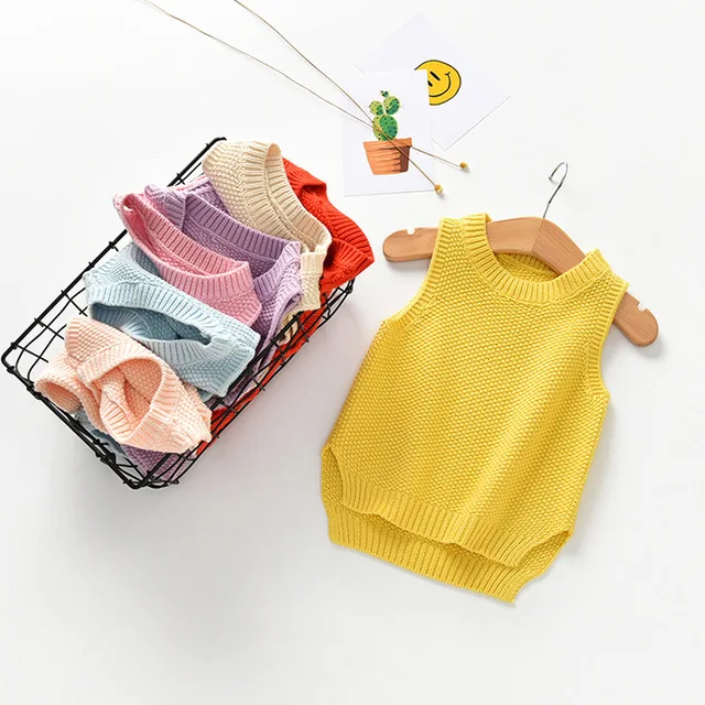 Осенне зимний вязаный жилет для малышей пуловеры модная одежда в форме сердца