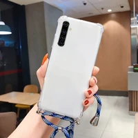 ultra thin cute lanyard silicone phone case for realme 8 7 6 5 3 x50 xt x2 lite pro c11 c3 luxury necklace rope cover coque