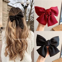 high quatity solid color big bow hair ties sweet hairpins for girl hair clip for women satin hair rope hairgrip hair accessories