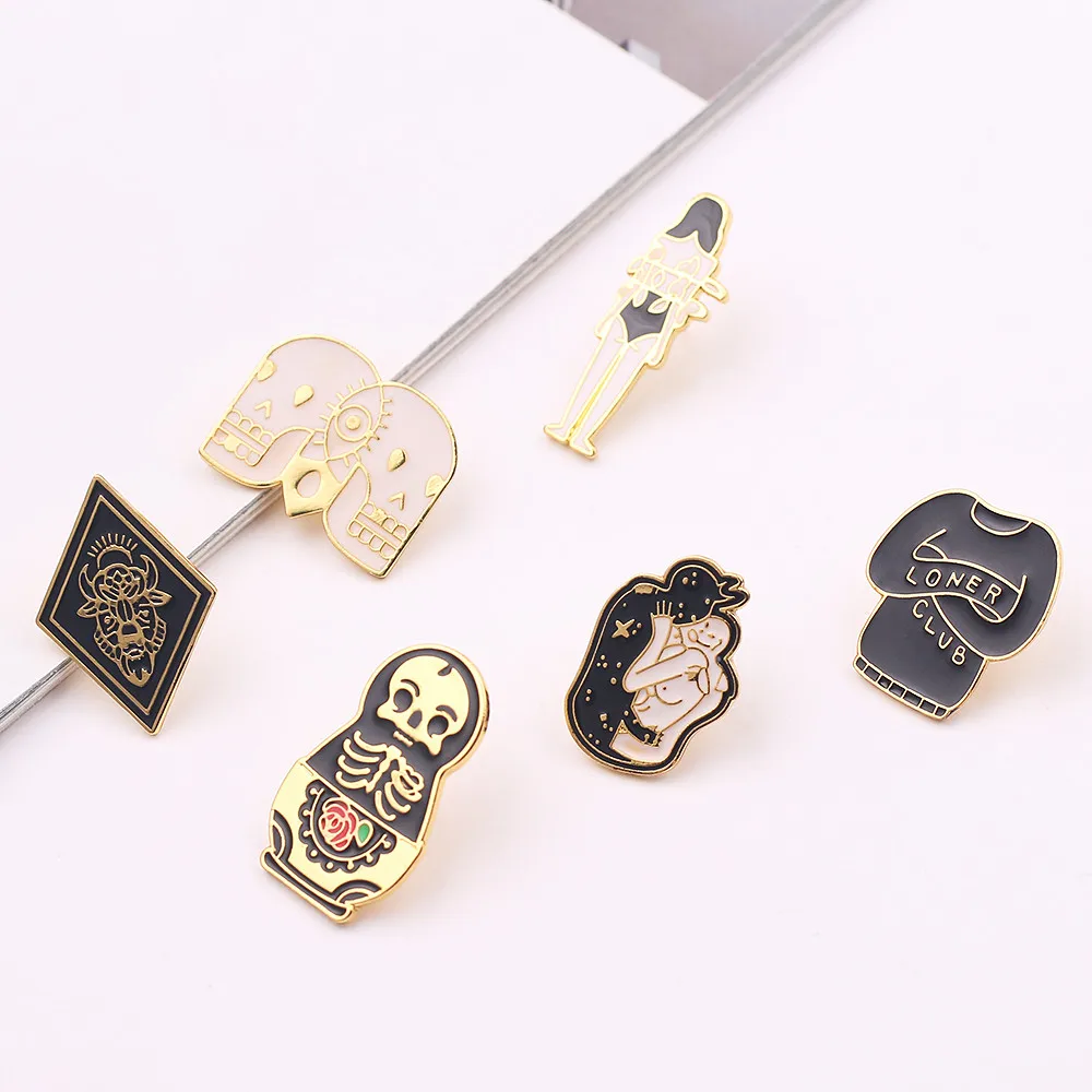 Клуб Скелет ладонь тотема для девочек эмали брошь на булавке с джинсовым