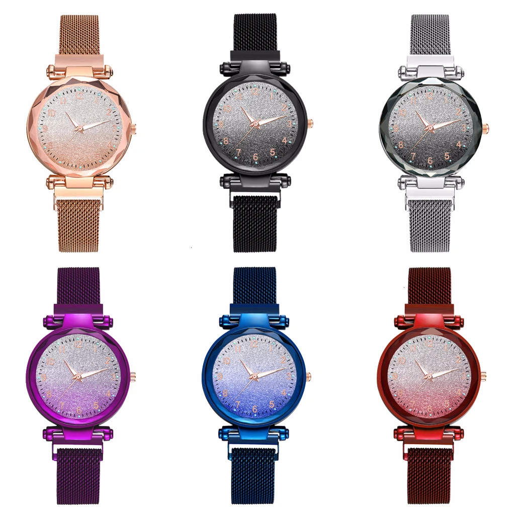 Женские часы Звездное небо с магнитной пряжкой градиентные светящиеся арабскими