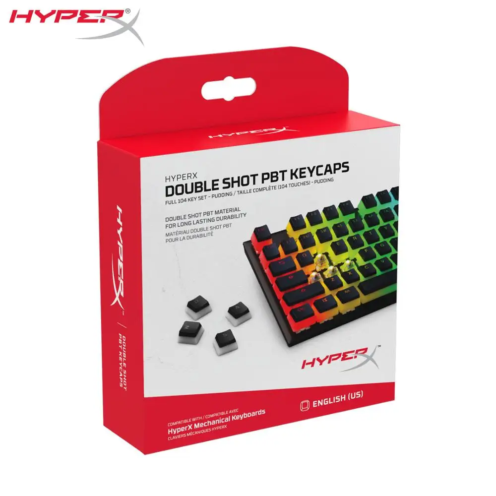 HyperX пудинг Keycap Double Shot PBT Keycaps имеет полупрозрачный Пудинг двухслойный стиль - Цвет: black Have packaging