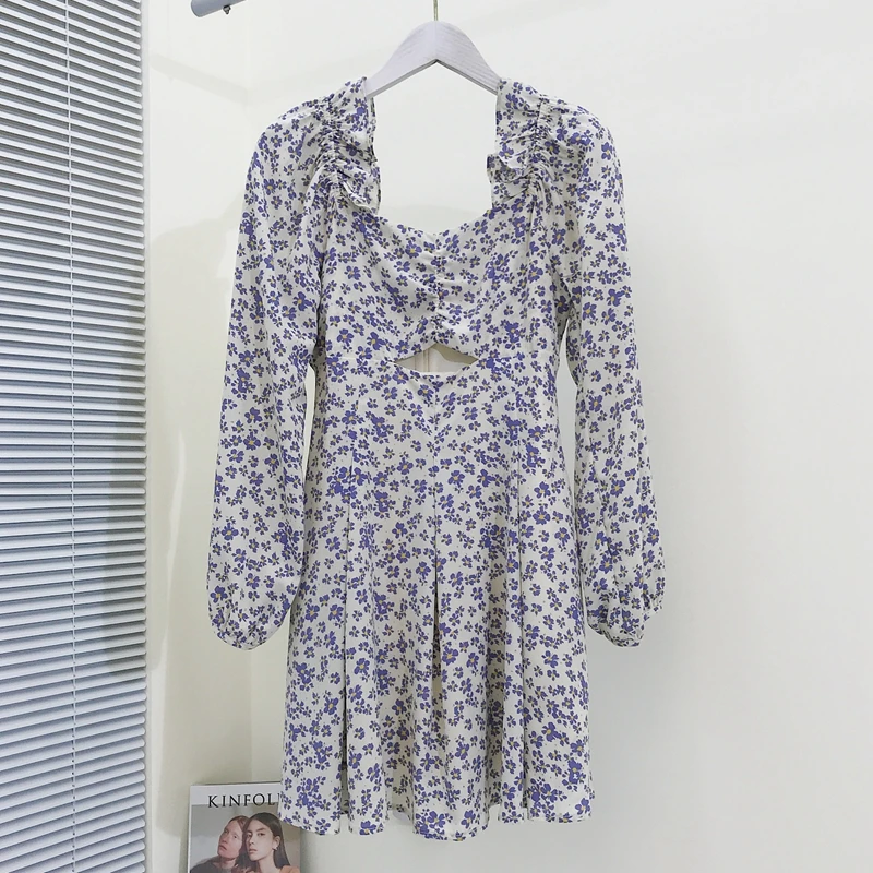 

Платье женское праздничное пляжное с длинным рукавом, повседневное ТРАПЕЦИЕВИДНОЕ приталенное вечернее мини-платье в стиле бохо, с цветочн...