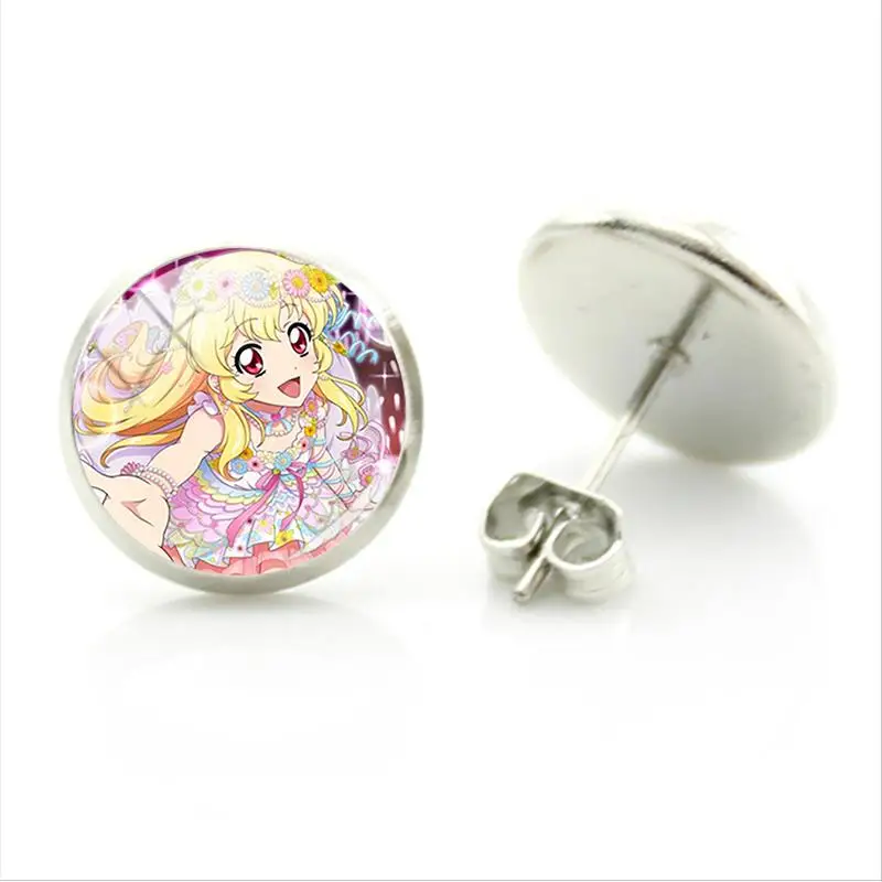 Bandai анимация Aikatsu серьги-гвоздики стеклянный кабошон Hoshimiya Ichigo круглые серьги
