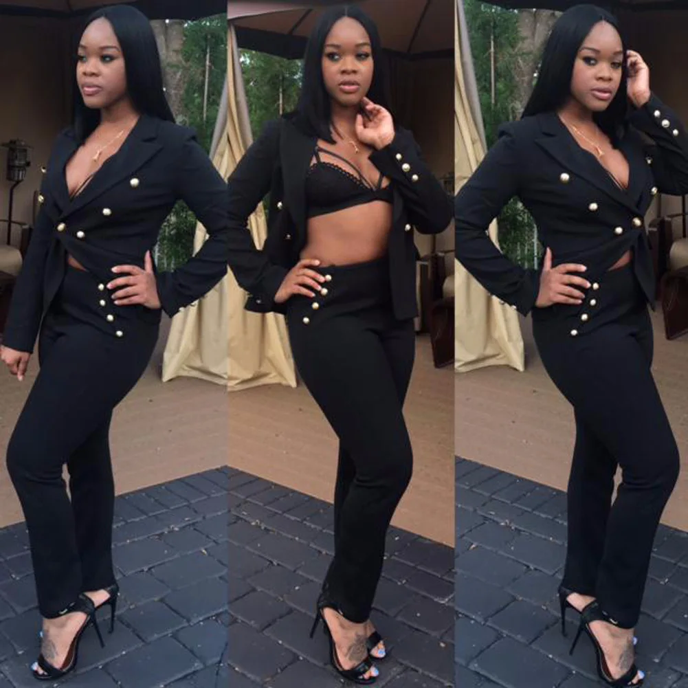 Женские офисные костюмы из двух предметов элегантный облегающий деловой топ с V