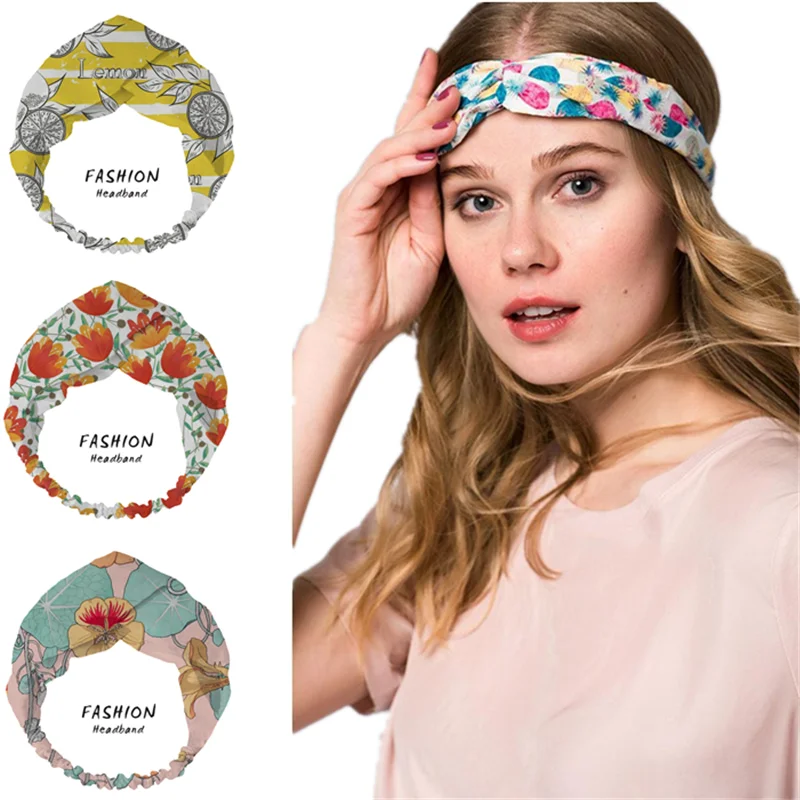 

2021 Women Flowers Bandanas HairBands Turban Headwear Head Wrap Women Hair Accessories for Women girls Hair Bands ladies Hoop