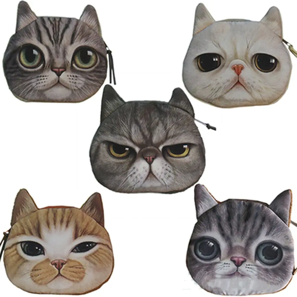 

1pcs New Fashion Wallet Cartoons Cute Cat Face Kids Purse Zipper Case Makeup Bag Pouch Coin Wallet Gifts For Children Hot Sales