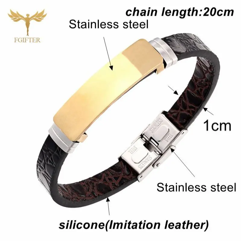 Браслет мужской из искусственной кожи и силикона с пряжкой нержавеющей стали |