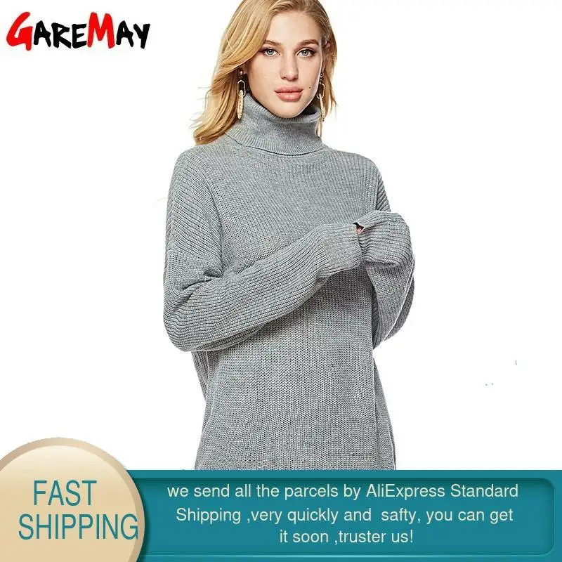 Женские зимние свитера Теплый черный водолазка с длинным рукавом Женский