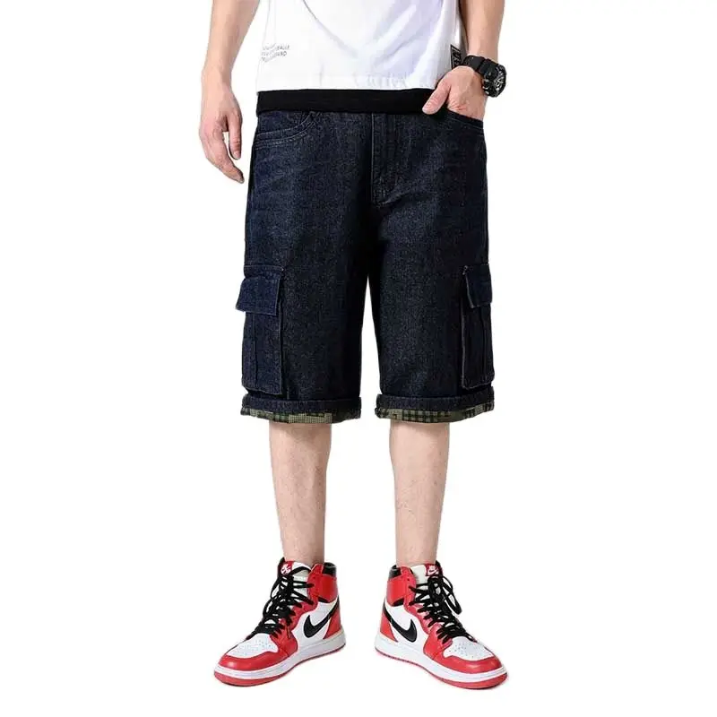 Шорты карго мужские джинсовые в стиле хип хоп повседневные Прямые Свободные