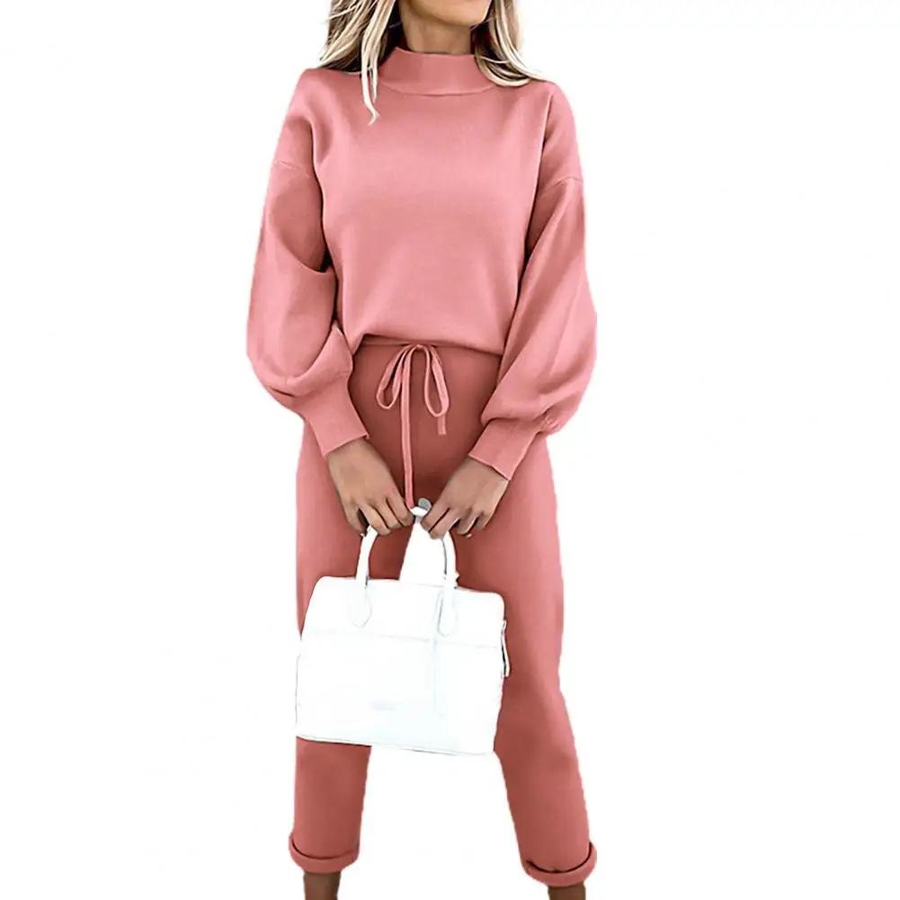 Autumn Winter Women Plush Warm Tracksuit Outfit Long Sleeve Blouse Top Pants