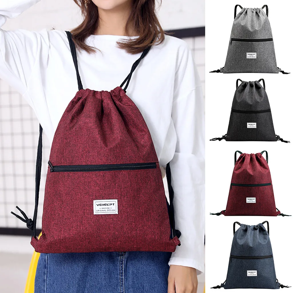 Модная сумка унисекс из ткани Оксфорд на шнурке водонепроницаемый рюкзак молнии