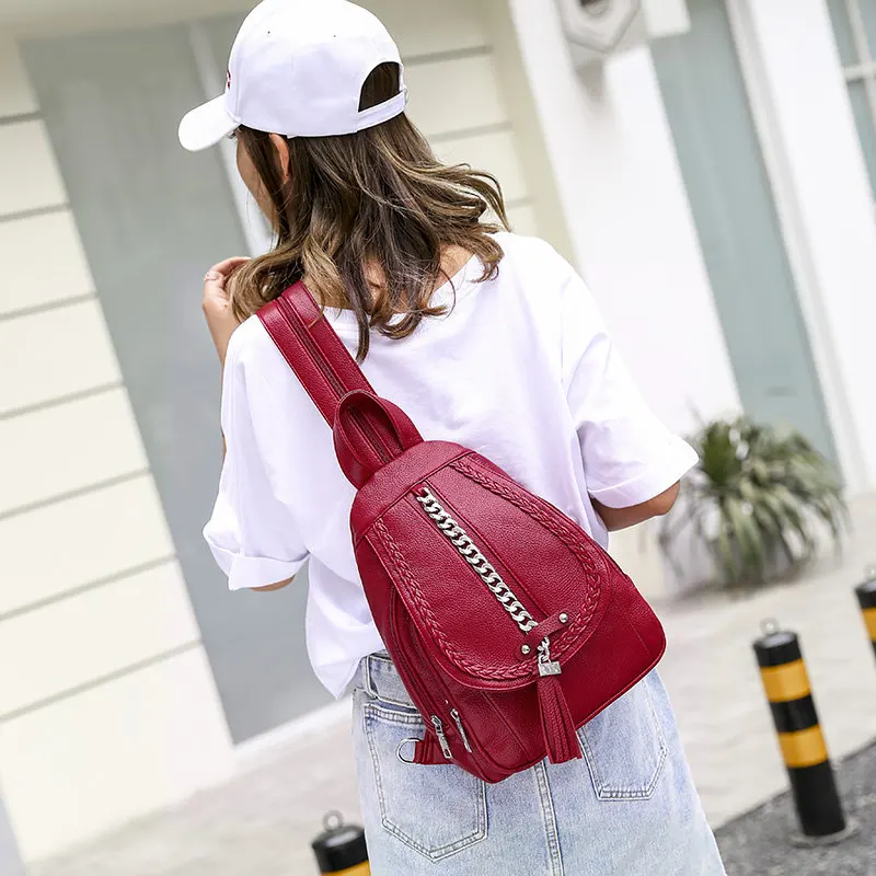 Женские кожаные рюкзаки ткацкий металлический рюкзачок с цепочками sac dos дорожные рюкзаки mochila masculina школьные рюкзаки для подростков