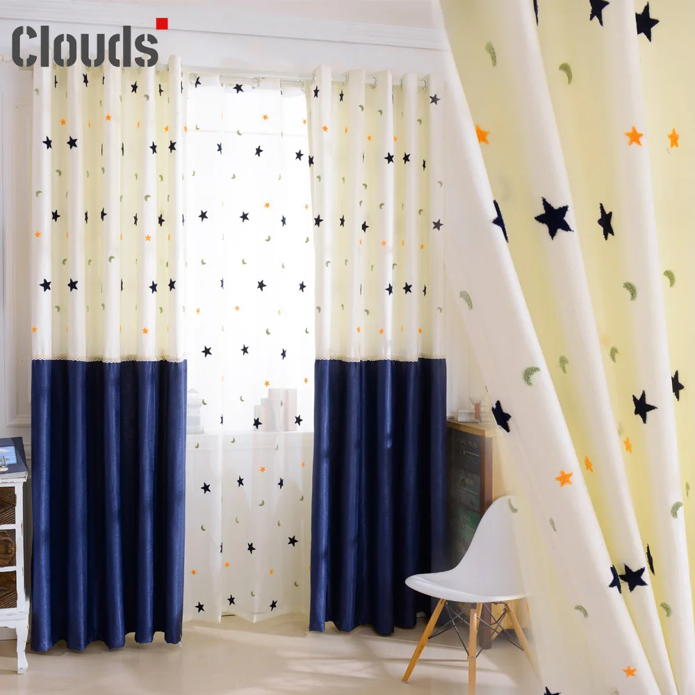 

Stars and Moon Children's Curtain Shading Finished Custom Curtains for Living Dining Room Bedroom