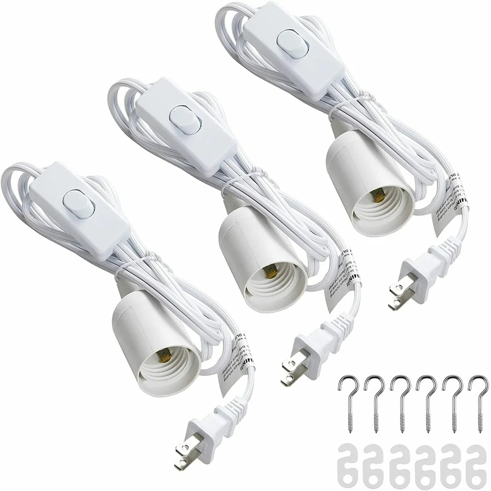 

3pcs Hanging Lantern Cord Pendant Light Power Cable With E26 E27 Socket On Off Switch US Plug For Home Bedroom Kitchen Lights