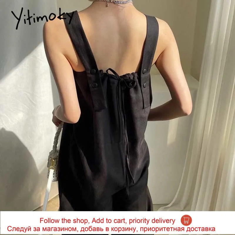 

Yitimoky Elegant Cotton Cargo Pants Women Pants 2021 Summer Korean Style Button Solid Coloured More Than A Pocket Long Pants