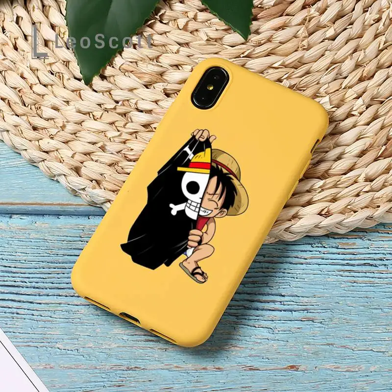 

One Piece Luffy Sauron Phone Case Yellow Candy Color for iPhone 11 12 mini pro XS MAX 8 7 6 6S Plus X SE 2020 XR